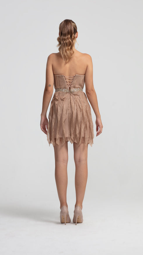 Tricot Floral Stone Belted Mini Dress